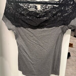 H&M Black Lace Detail Top